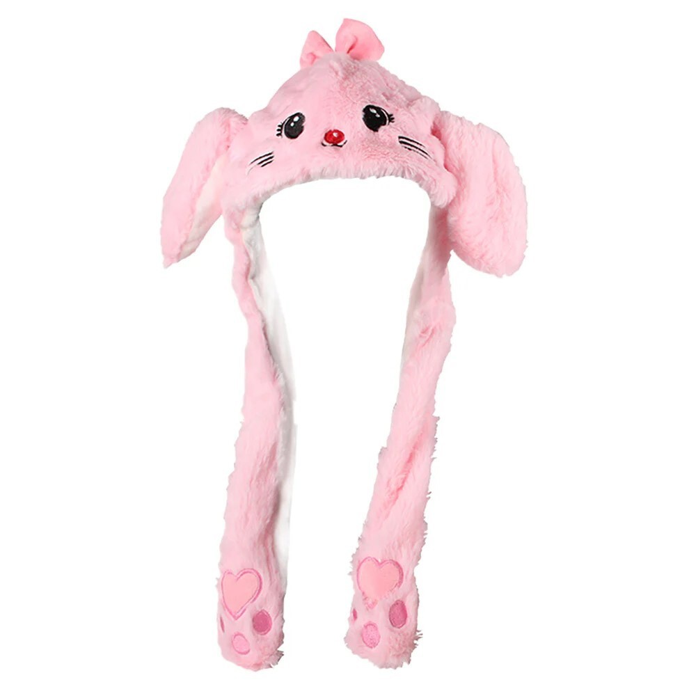 LED Mütze Katze Pink Wackelohr Plüsch Karneval Fasching Mütze Bewegliche Ohren