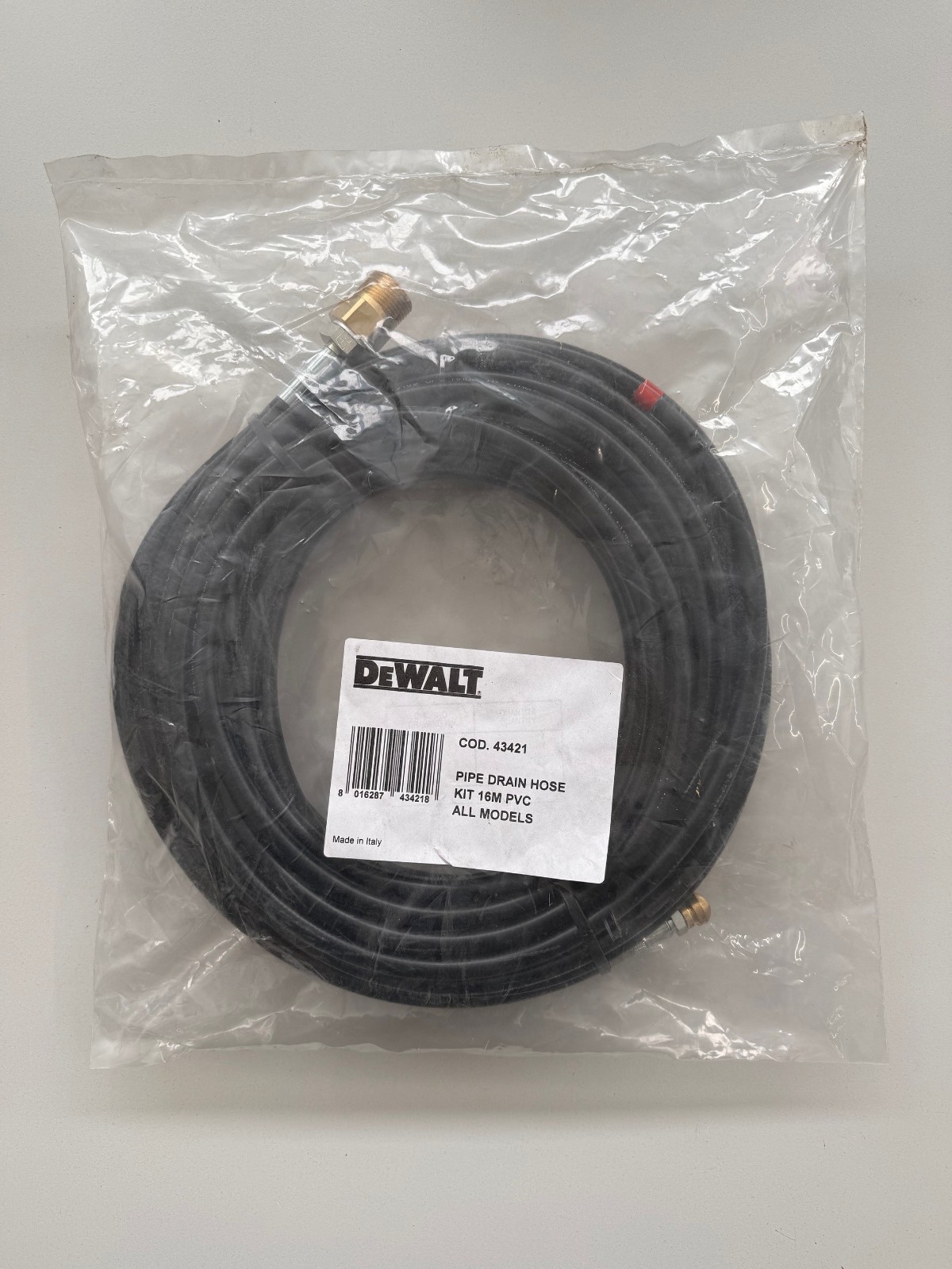 1x DeWalt Rohr-Abflussschlauch 16 Meter PVC für Hochdruckreiniger Schlauch