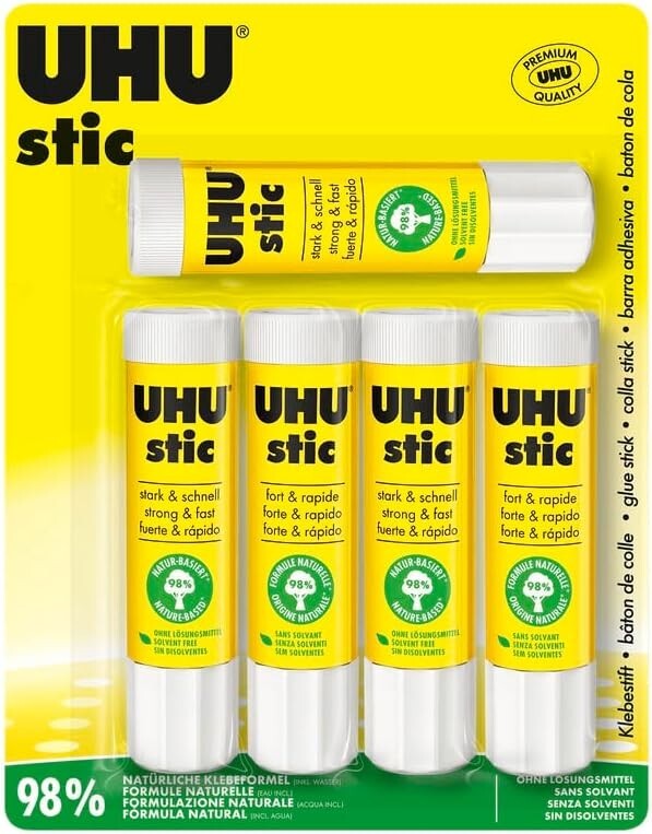 Uhu Stic 5er Set 8,2g Klebestift Kleben Stick Klebstoff Papier Pappe Schule