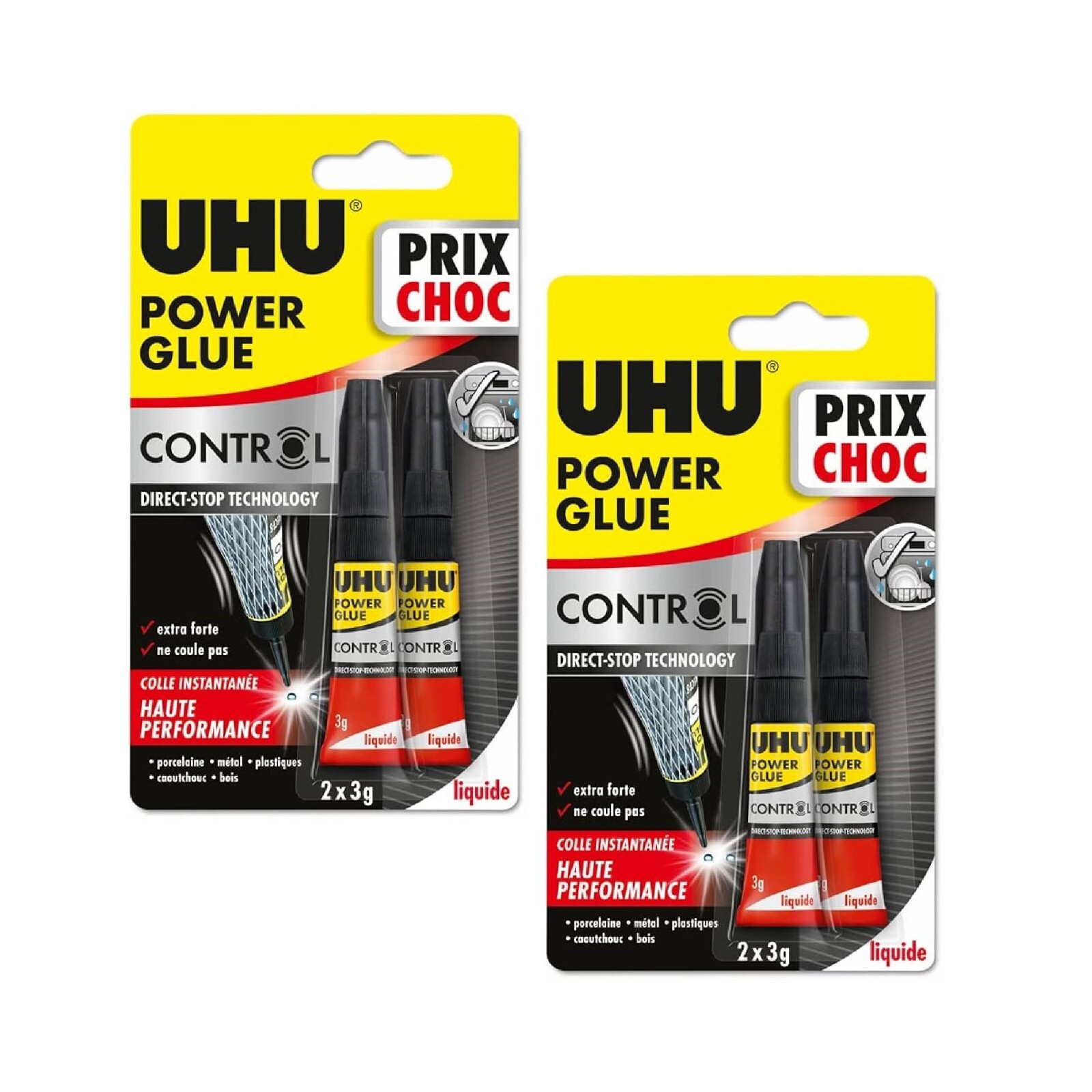 2x 2er Set Uhu Power Glue Control flüssig Sekundenkleber Klebestoff Power Kleber