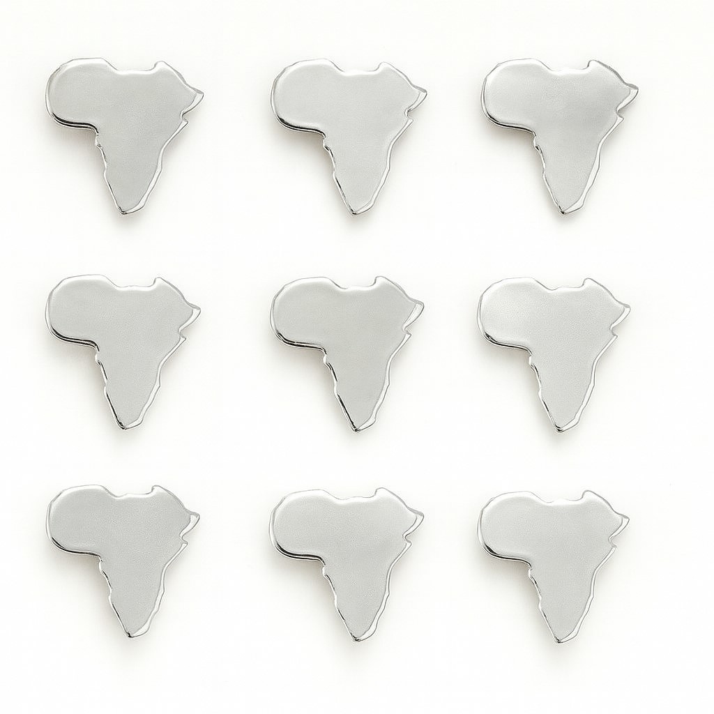 9er Set Anstecknadeln Silberfarben Afrika Brosche ca. 2 cm Pin Patch Schmuck A